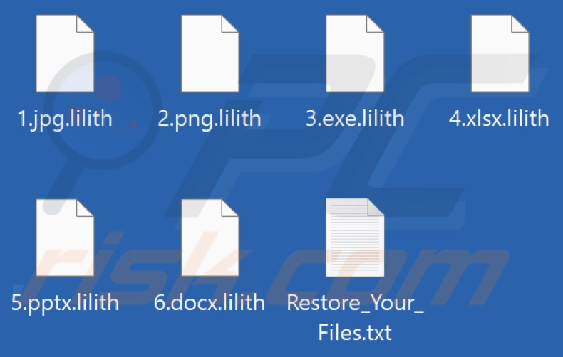 Files encrypted by Lilith ransomware (.lilith extension)