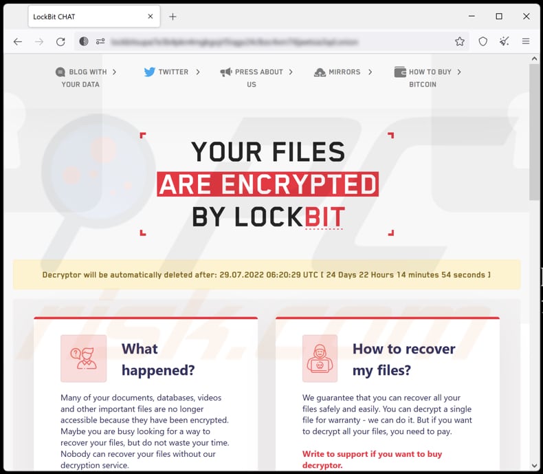 LockBit 3.0 ransomware chat website