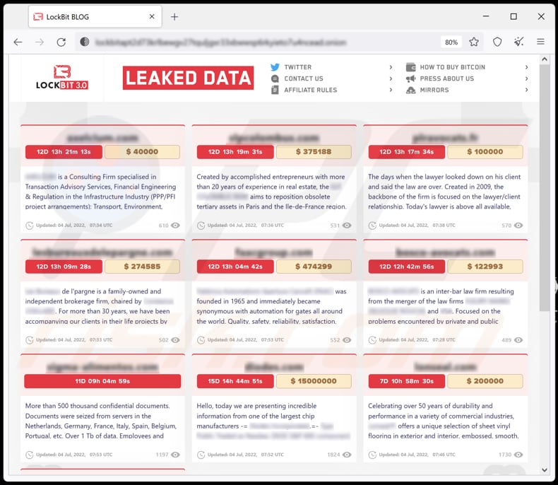 LockBit 3.0 ransomware data leaking site