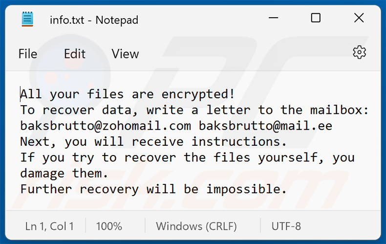 Locked (Phobos) ransomware text file (2022-07-26)