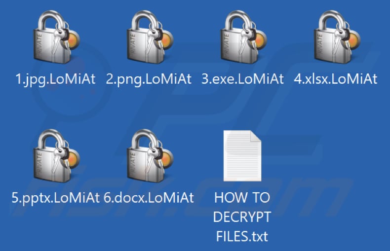 Files encrypted by Lomiat ransomware (.LoMiAt extension)