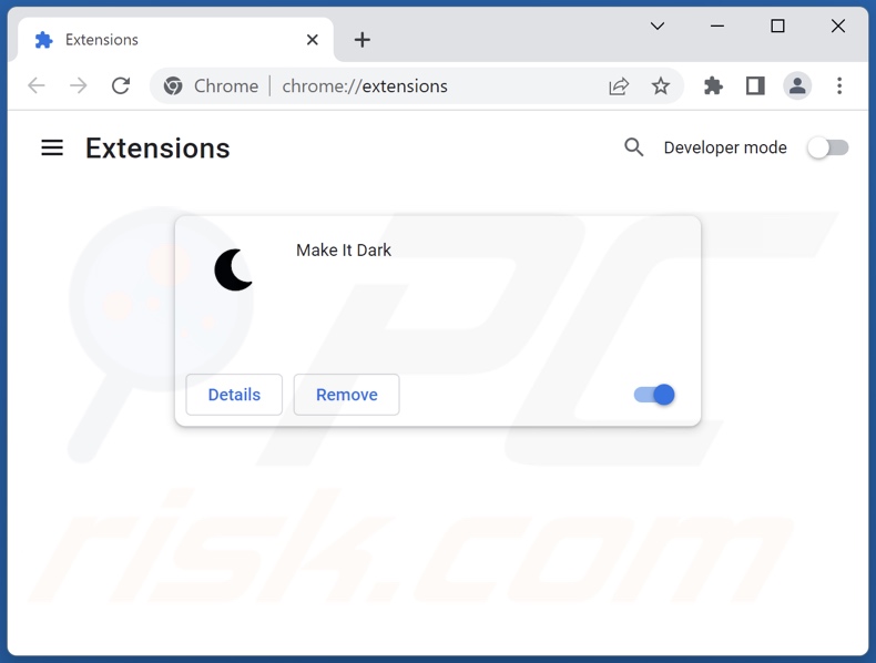 Removing Make It Dark ads from Google Chrome step 2