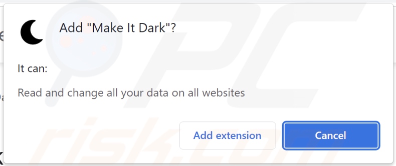 Make It Dark adware asking for permissions