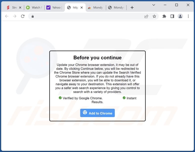 Website used to promote Mondy Search browser hijacker