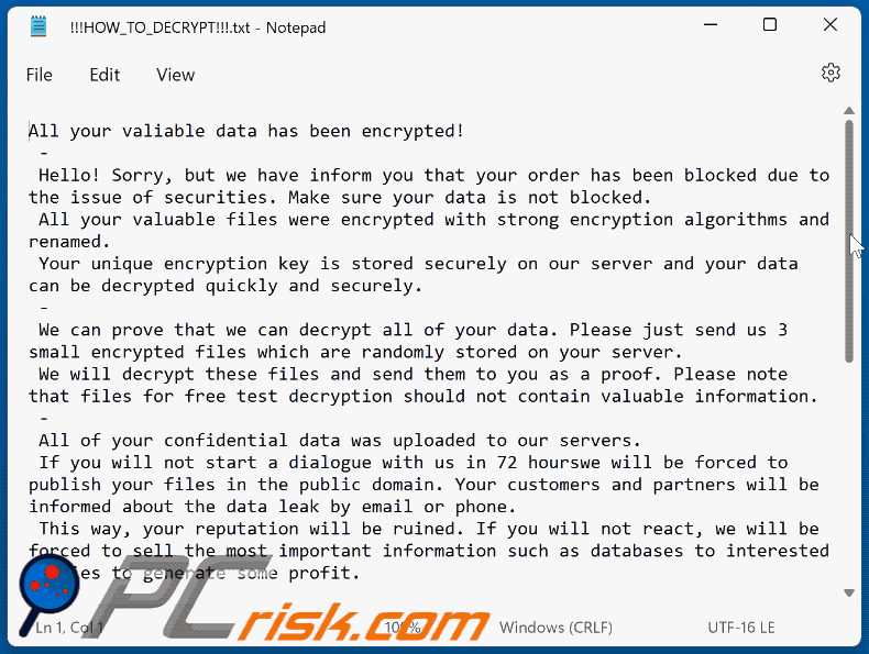 Ner ransomware ransom-demanding message (!!!HOW_TO_DECRYPT!!!.txt) GIF
