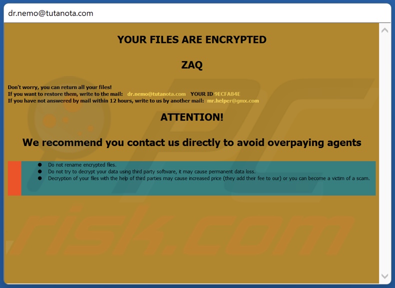 NMO ransomware ransom-demanding message (pop-up)