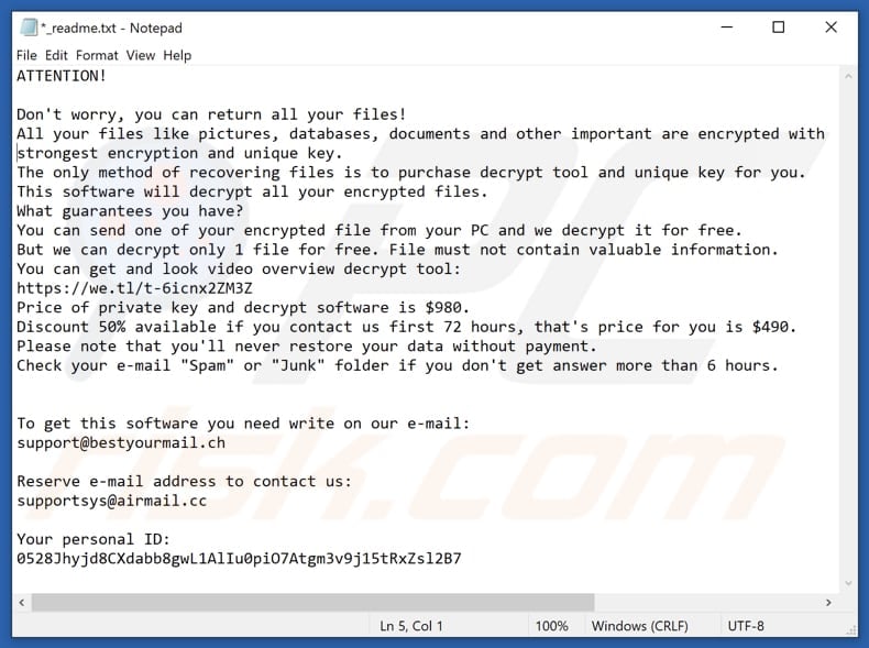 Oori ransomware text file (_readme.txt)