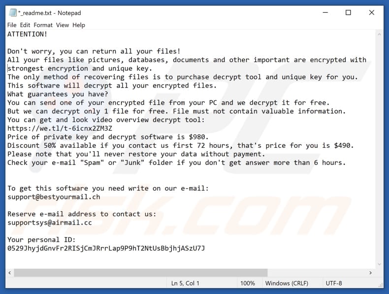 Ooxa ransomware text file (_readme.txt)