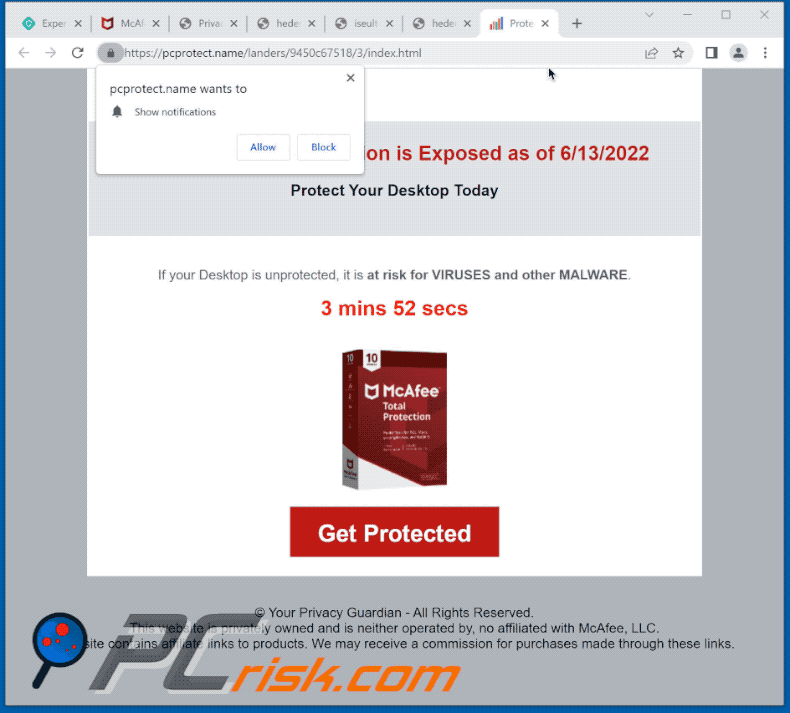 pcprotect[.]name website appearance (GIF)