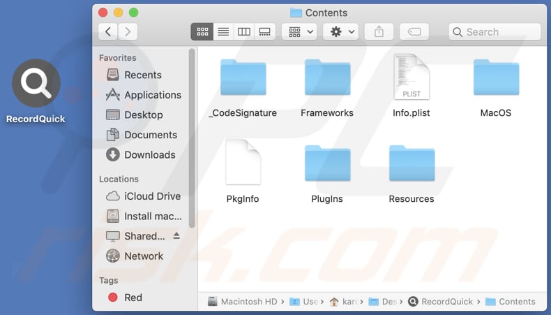 recordquick adware installation folder