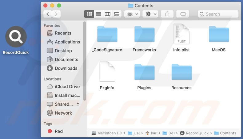 recordquick adware installation folder