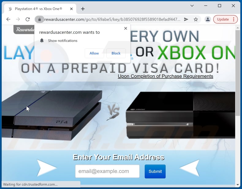 rewardusacenter[.]com ads