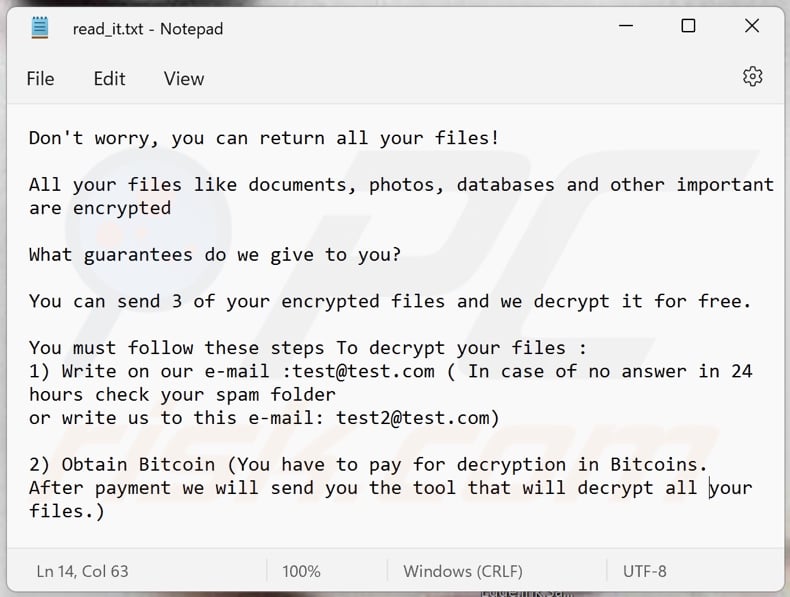 Sakura ransomware ransom-demanding message (read_it.txt)