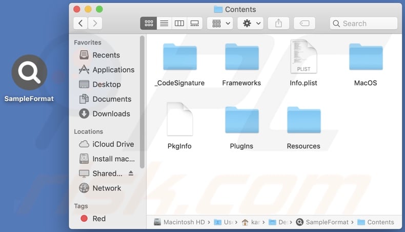 SampleFormat adware install folder