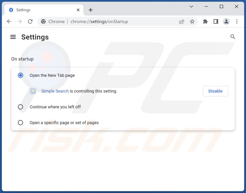 Removing search.simple-searchs.com from Google Chrome homepage