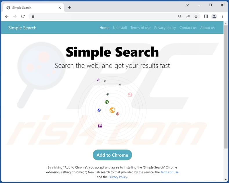 Website used to promote Simple Search browser hijacker