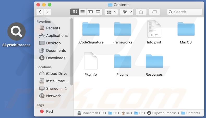 SkyWebProcess adware install folder