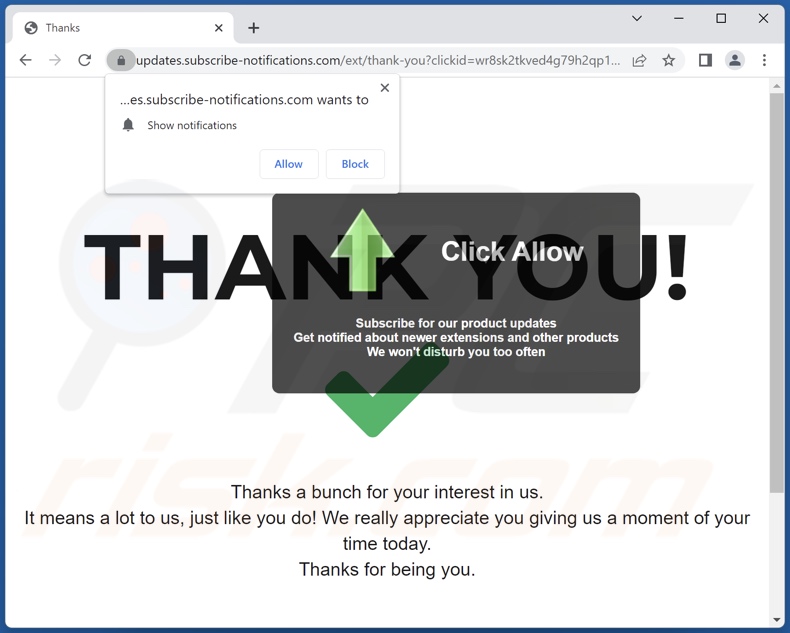 subscribe-notifications[.]com pop-up redirects