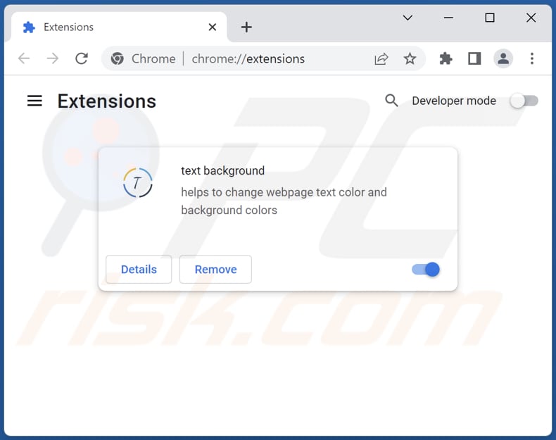 Removing text background adware from Google Chrome step 2
