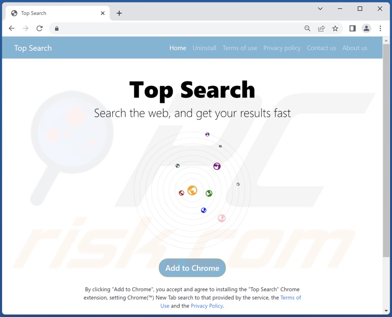 Website used to promote Top Search browser hijacker