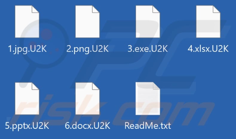 Files encrypted by U2K ransomware (.U2K extension)