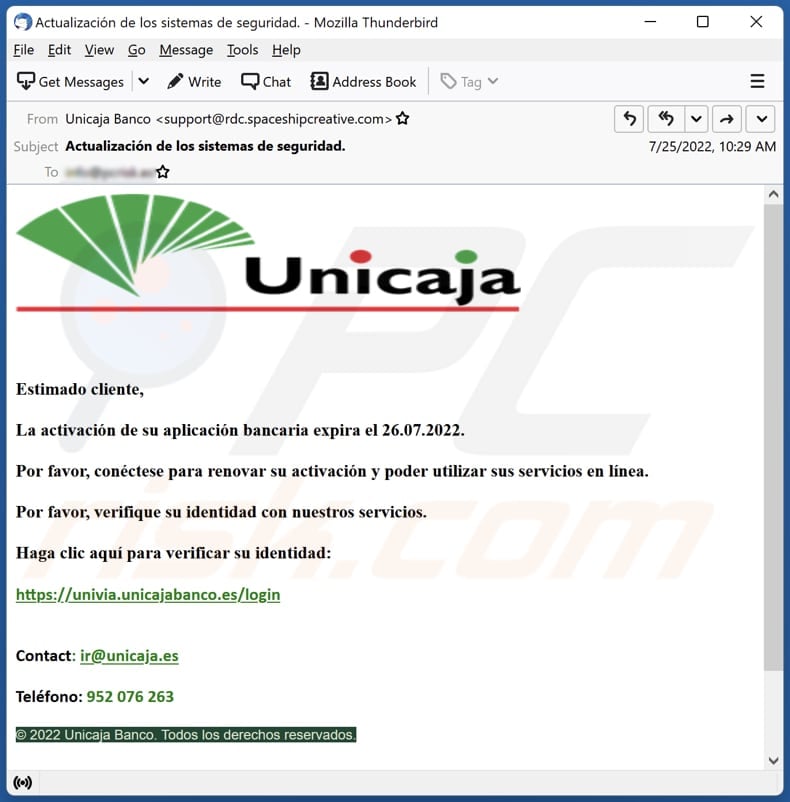 Unicaja Banco emai scam