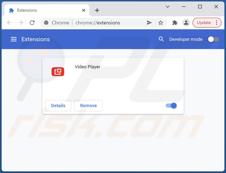 Removing Video Player adware from Google Chrome step 2