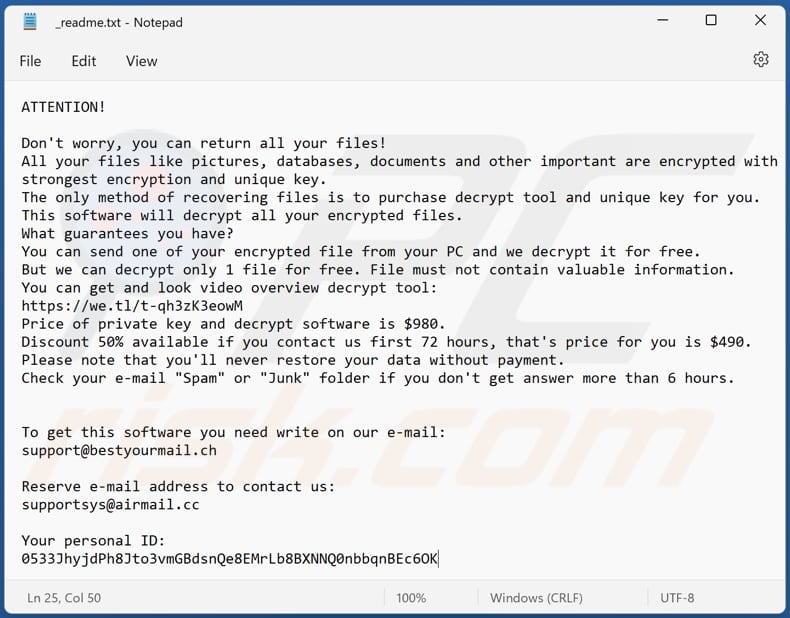 Vveo ransomware text file (_readme.txt)