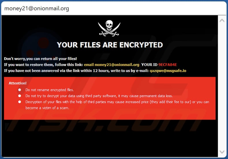 Xrom ransomware pop-up window