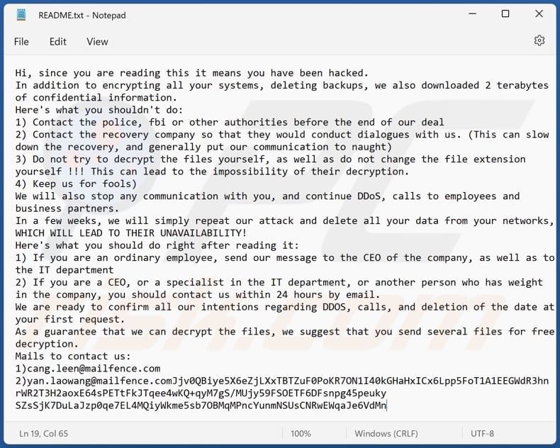 Yanluowang ransomware text file (README.txt)