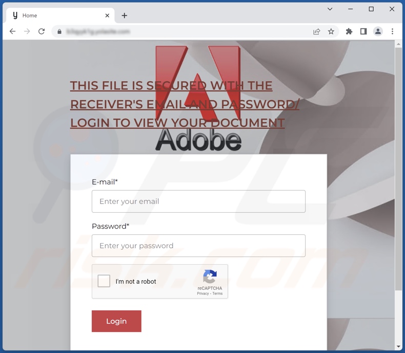 Adobe Reader File email scam promoted phishing site