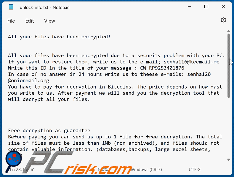 Angry ransomware ransom-demanding message (unlock-info.txt) GIF