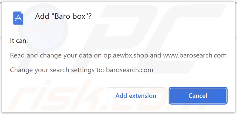 Baro box browser hijacker asking for permissions