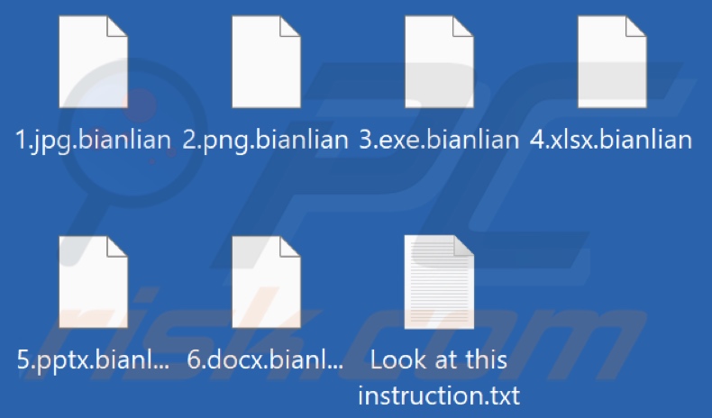 Files encrypted by BianLian ransomware (.bianlian extension)