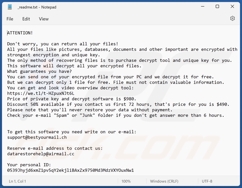 Ccza ransomware text file (_readme.txt)