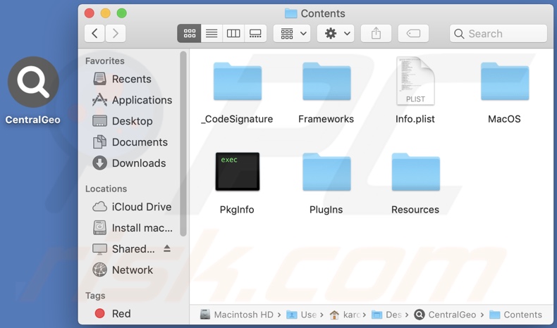 CentralGeo adware install folder