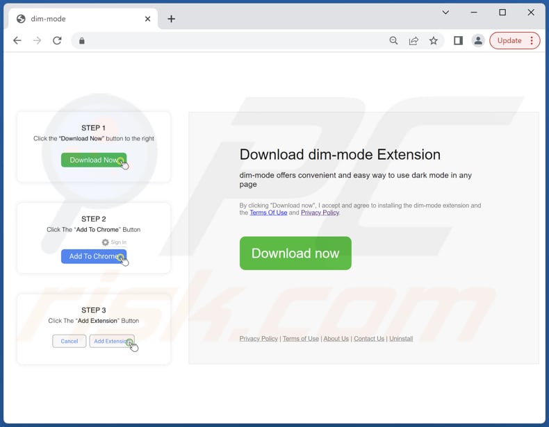 dimmode adware download page