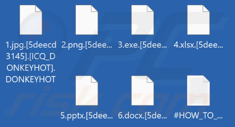 Files encrypted by DONKEYHOT ransomware (. DONKEYHOT extension)