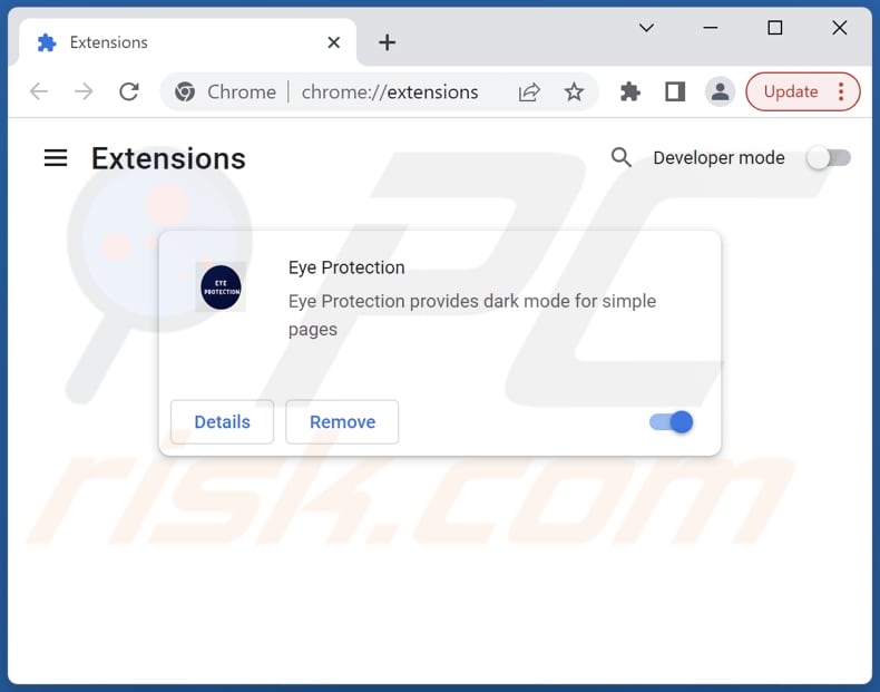 Removing Eye Protection adware from Google Chrome step 2