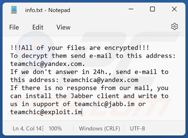 FILE ransomware text file (info.txt)