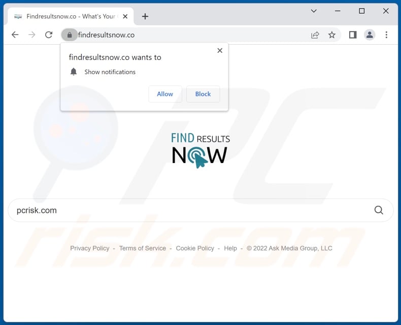 findresultsnow.co browser hijacker