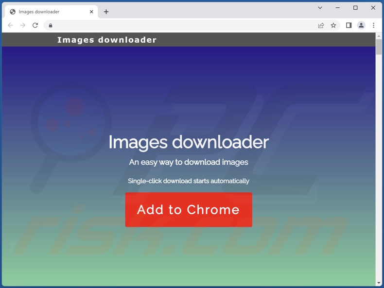 Website promoting Images downloader adware