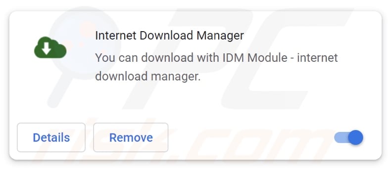 Internet Download Manager browser hijacking extension