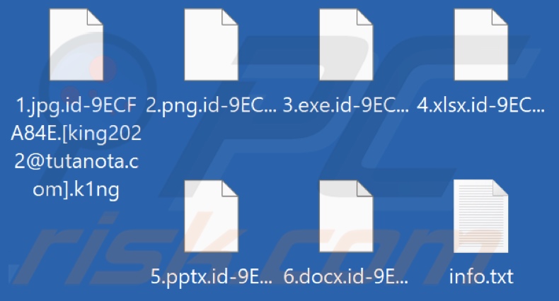 Files encrypted by K1ng ransomware (.k1ng extension)