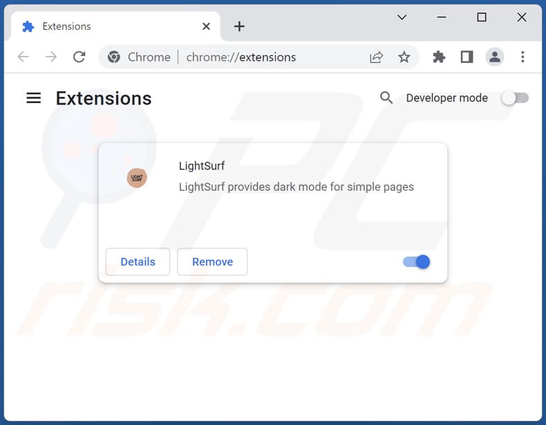 Removing LightSurf adware from Google Chrome step 2