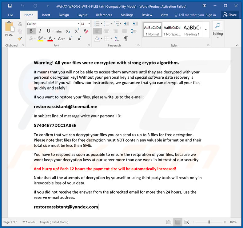 Locked_file ransom note - #WHAT-WRONG-WITH-FILES#.rtf