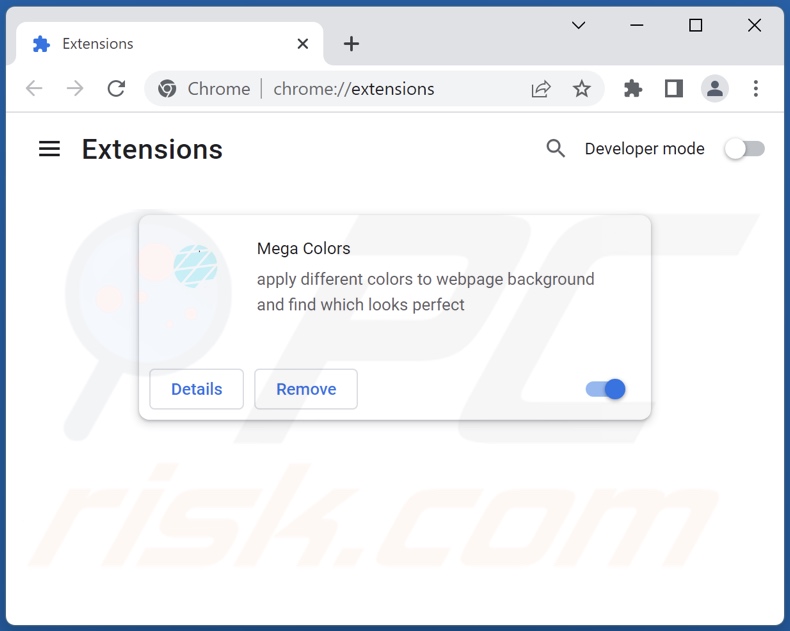 Removing Mega Colors ads from Google Chrome step 2