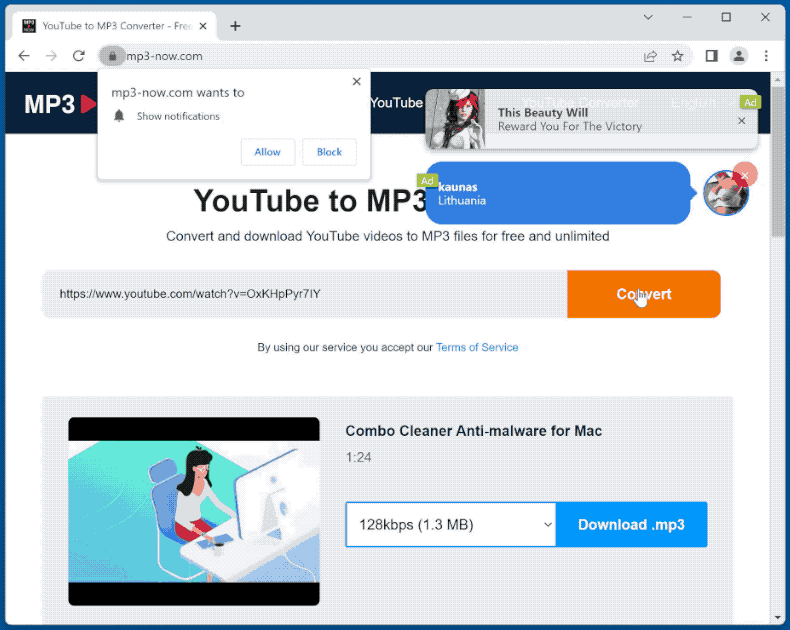 mp3-now[.]com website appearance (GIF)