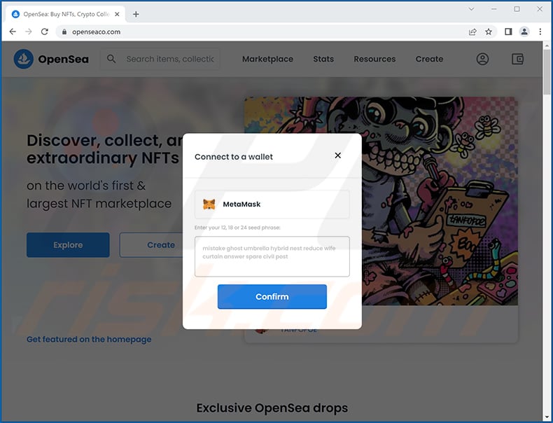 OpenSea pop-up scam (2022-08-02)