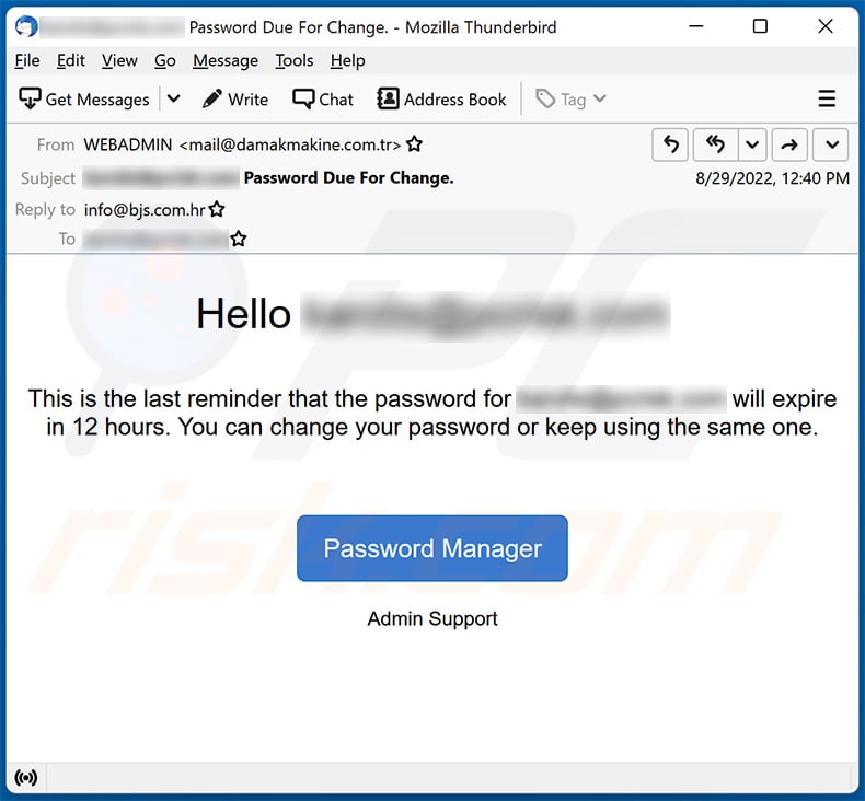 Security Change Spam: Your Hotmail Account Services Has Expired